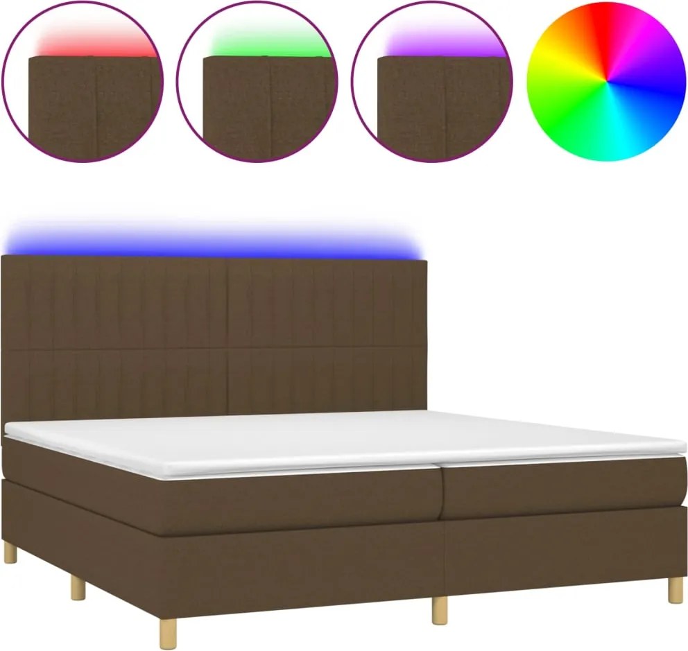vidaXL barna szövet rugós és LED-es ágy matraccal 200x200 cm