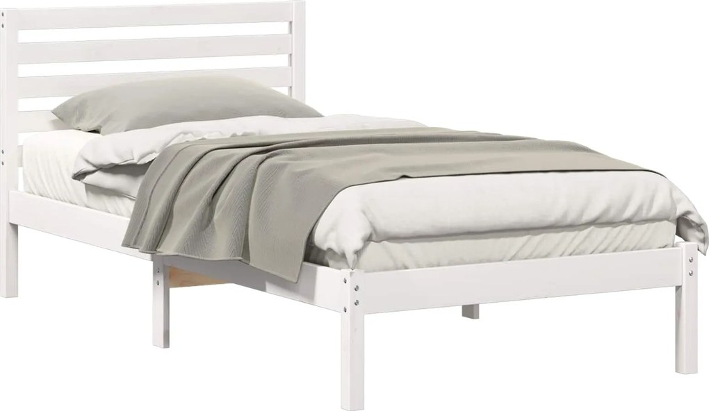 vidaXL Ágykeret fejtámlával Fehér 80 x 200 cm Tömör fenyőfa