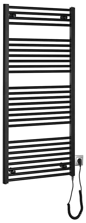 Aqualine - Fürdőszobai elektromos radiátor DIRECT-E 600W/230V 132 cm matt fekete