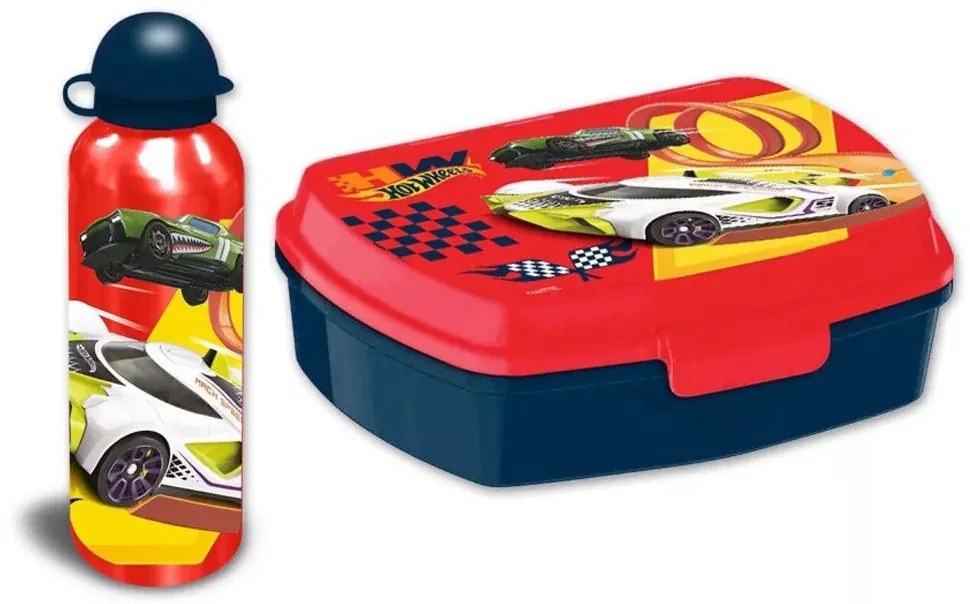 Hot Wheels szendvicsdoboz + alumínium kulacs szett