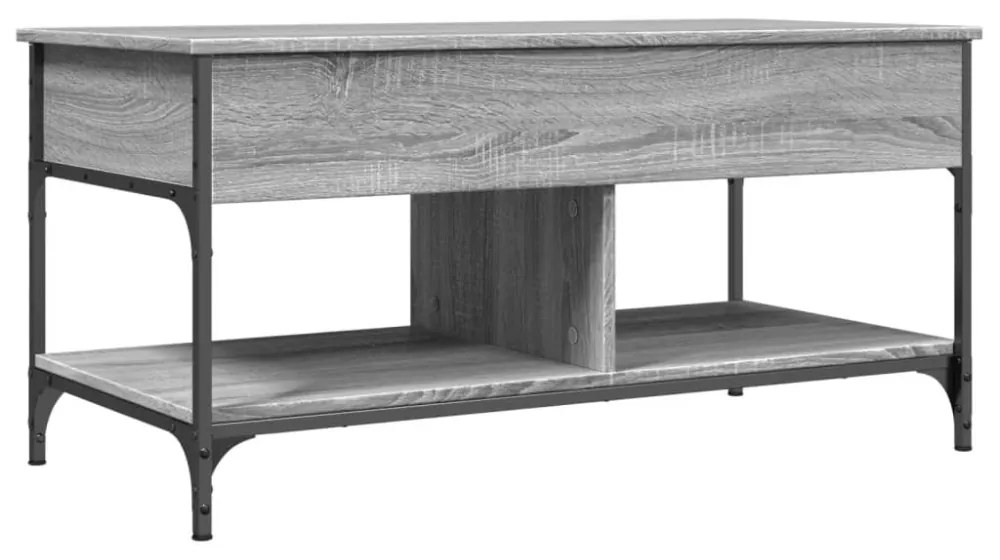 szürke sonoma szerelt fa és fém dohányzóasztal 100 x 50 x 50 cm