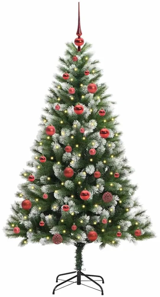 Műanyag csuklós karácsonyfa bolyhos hóval Zöld és fehér 150 cm