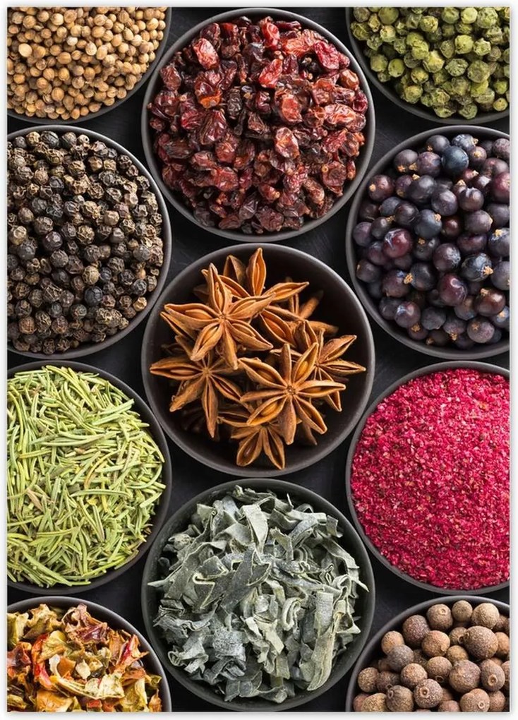 Poszterek 50x70 Fűszertartó tálak gyógynövények