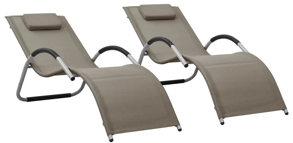 2 db tópszínű-szürke textilén napozóágy