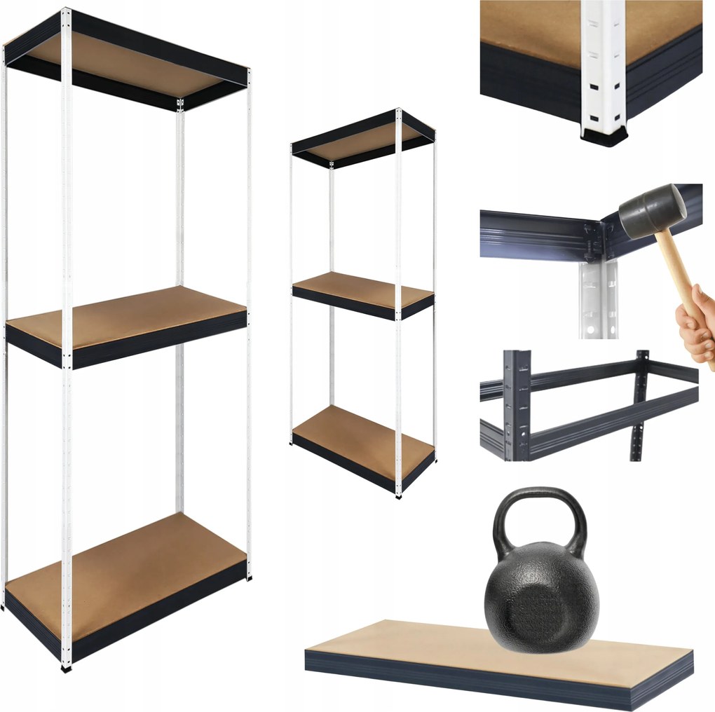 Tárolószekrény garázs fém állvány Helios 106x40x40cm 3Px175kg