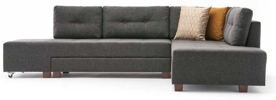 Sötétszürke kinyitható sarokkanapé (jobb oldali) Manama – Balcab Home