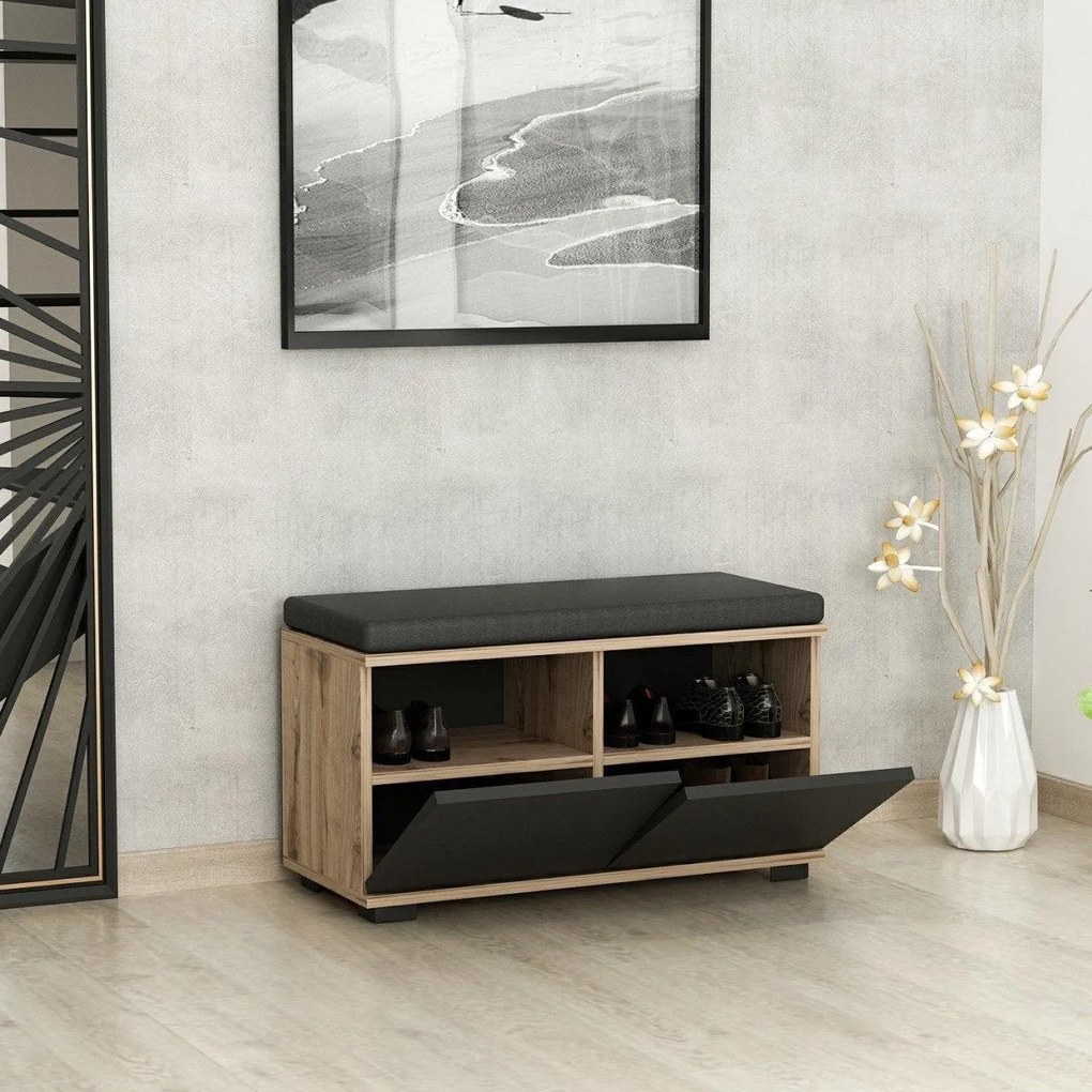 Cipőtároló Drago - Walnut, Black