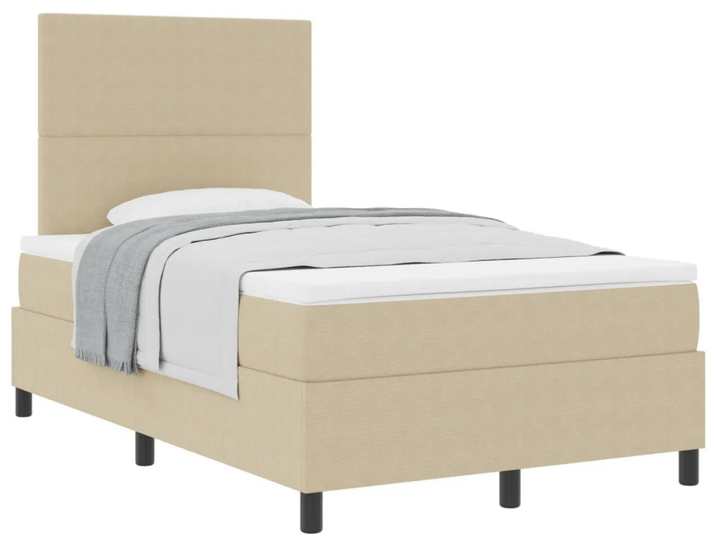 Box Spring Ágy matraccal, Világos Zöld Szürke, 120x200 cm, Vászon Anyag