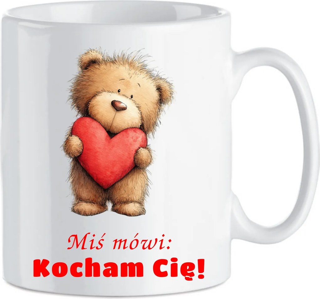 Kerámia bögre Valentin napi ajándék maci mintával azt mondja: Szeretlek