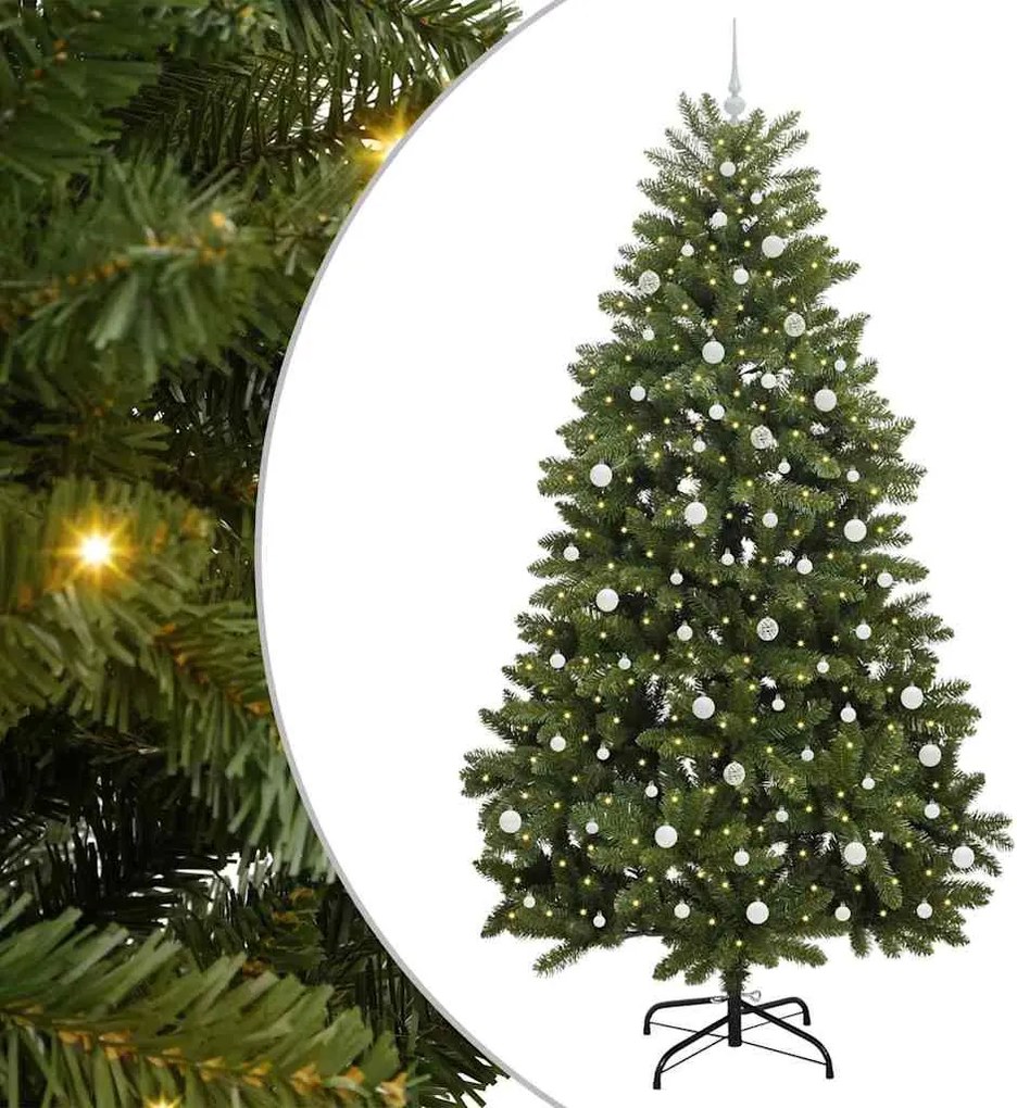 vidaXL Mű karácsonyfa 300 LED-del Zöld 240 cm PVC és fém