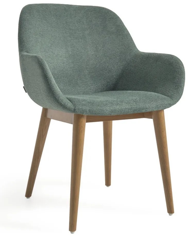 Zöld kárpitozott karfás étkezőfotel Konna – Kave Home