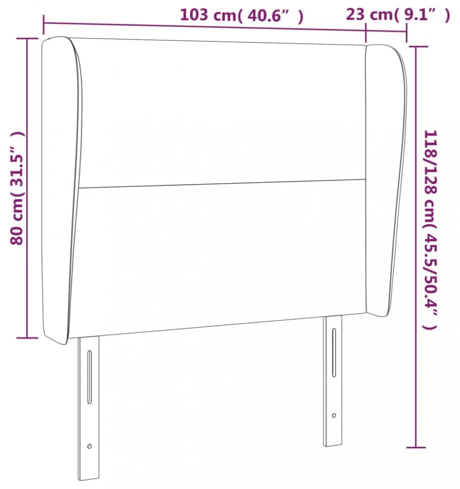fehér műbőr fejtámla szárnyakkal 103x23x118/128 cm