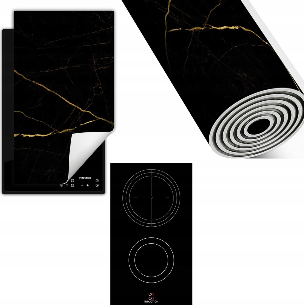 Indukciós Védőszőnyeg Konyhapult 30x52 fekete márvány