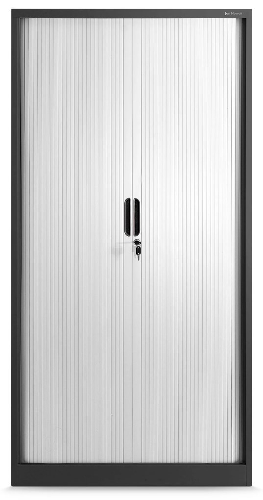 Fém szekrény harmonika ajtókkal DAMIAN, 900 x 1850 x 450 mm, antracit-fehér