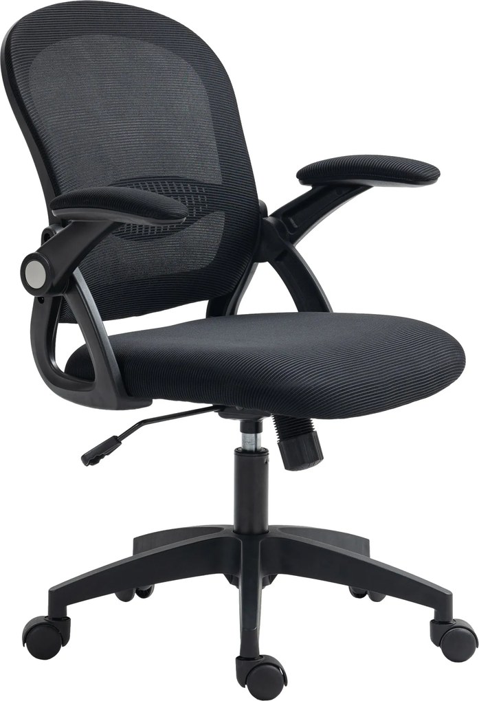 Vinsetto Ergonomikus Irodai Szék Hálós Háttámlával és Párnázott Üléssel, Állítható Magasság, 65.5x61.5x88-97.5cm, Fekete | Aosom