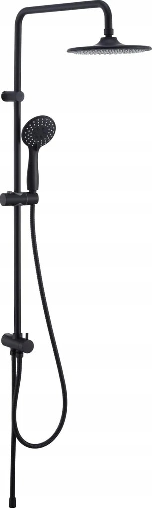 Detbom zuhanyszett fekete esőztető 23cm fülhallgató inox acél