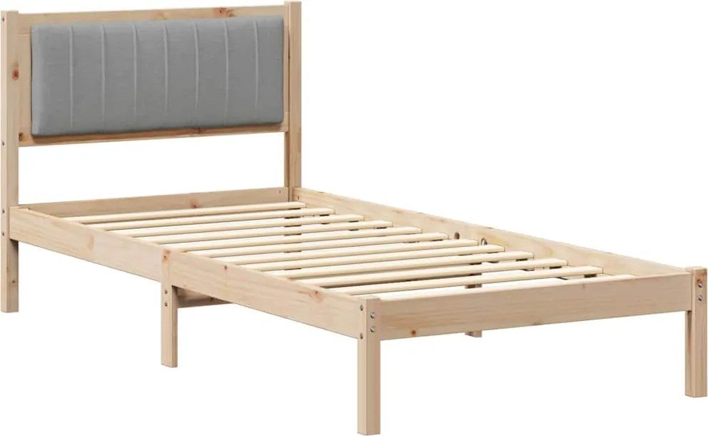 vidaXL Ágykeret Kárpitozott Fejtámlával Világosszürke 90 x 200 cm