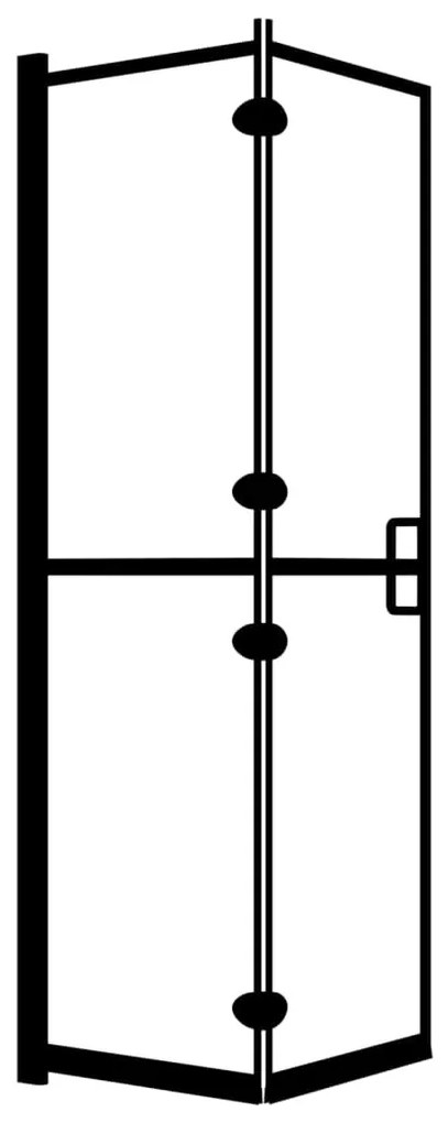 Fekete ESG zuhanykabin összecsukható ajtóval 80 x 140 cm