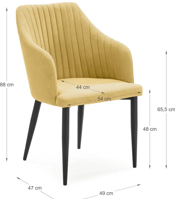 Sárga kárpitozott étkezőfotel szett 2 db-os Nadi – Marckeric
