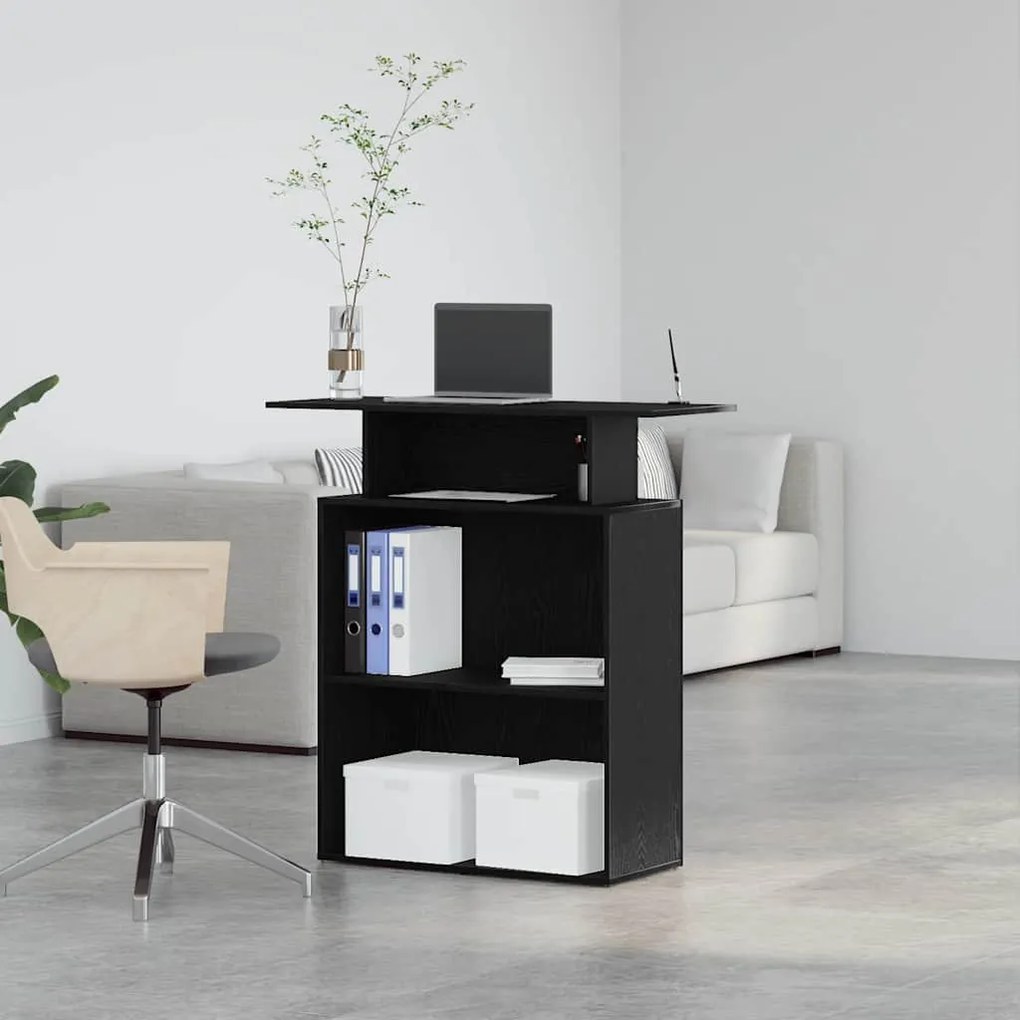 fekete, rétegelt fa recepciós asztal 100 x 40 x 104 cm