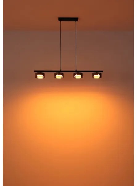 Globo 16055-4HS - LED Csillár zsinóron HIGGINS 4xGX53/6W/230V füstös/fekete