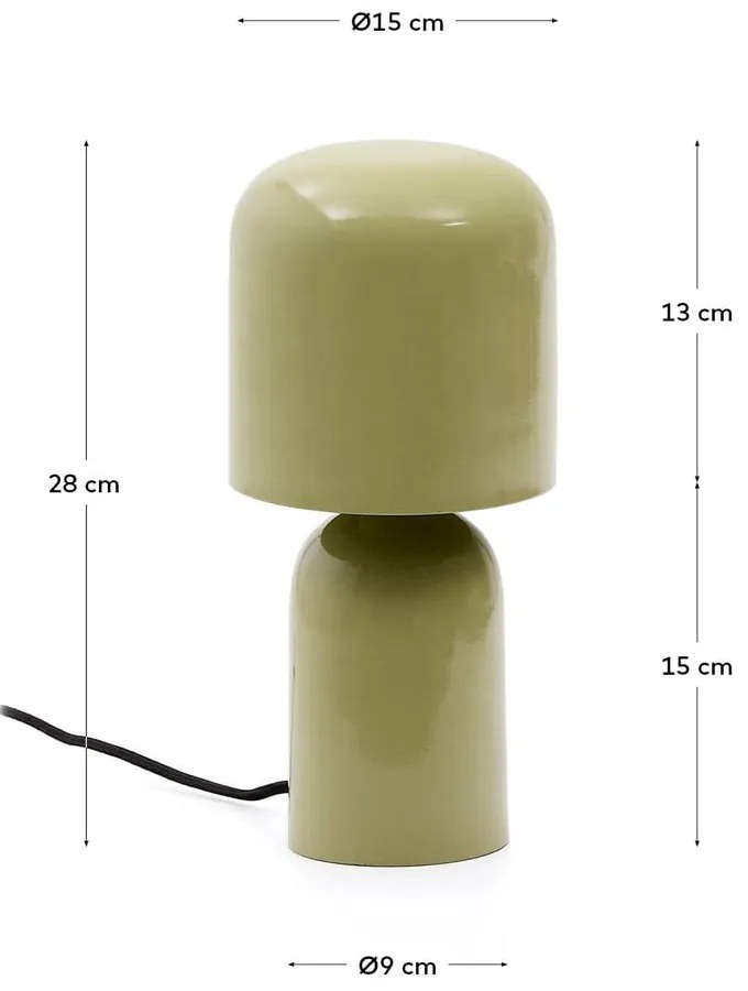 Zöld asztali lámpa fém búrával (magasság 28 cm) Monze – Kave Home