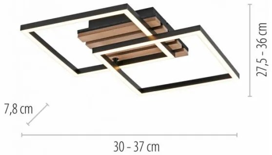 JUST LIGHT. 14053-79 - LED mennyezeti lámpatest AKUSTIKA LED/15W/230V tölgy/fekete