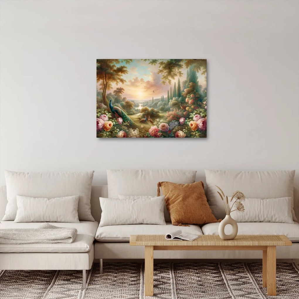 Kép - Pávák a kertben (70x50 cm)
