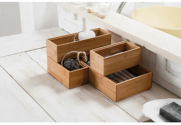 Szervező Compactor Bamboo Box, 15 x 7,5 x 6,5 cm, natúr fa