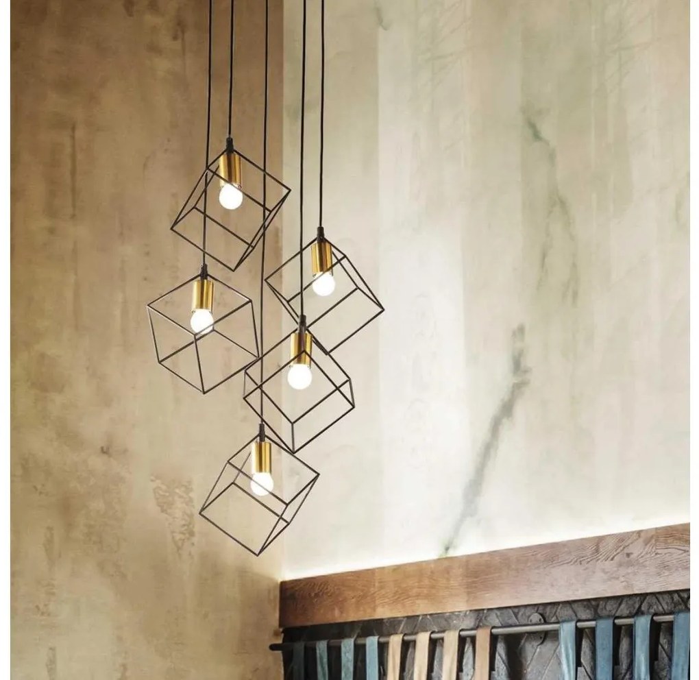 Ideal Lux - Csillár zsinóron ICE 5xE27/60W/230V átm. 50 cm fekete