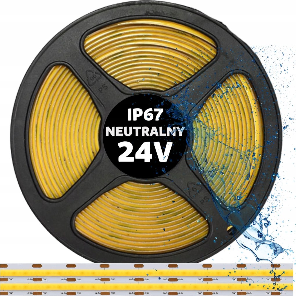 Cob Led szalag fehér semleges vízálló kültéri IP67 24V 4000K 10W 1M