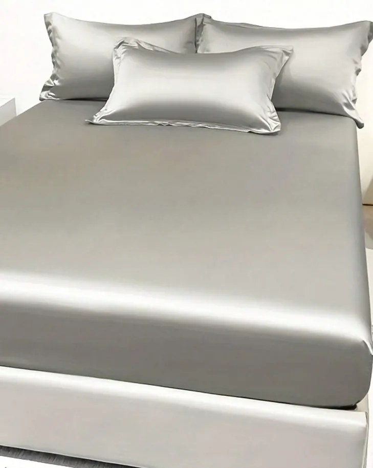 Lepedő Szürke Szatén Sima 153*203-AS