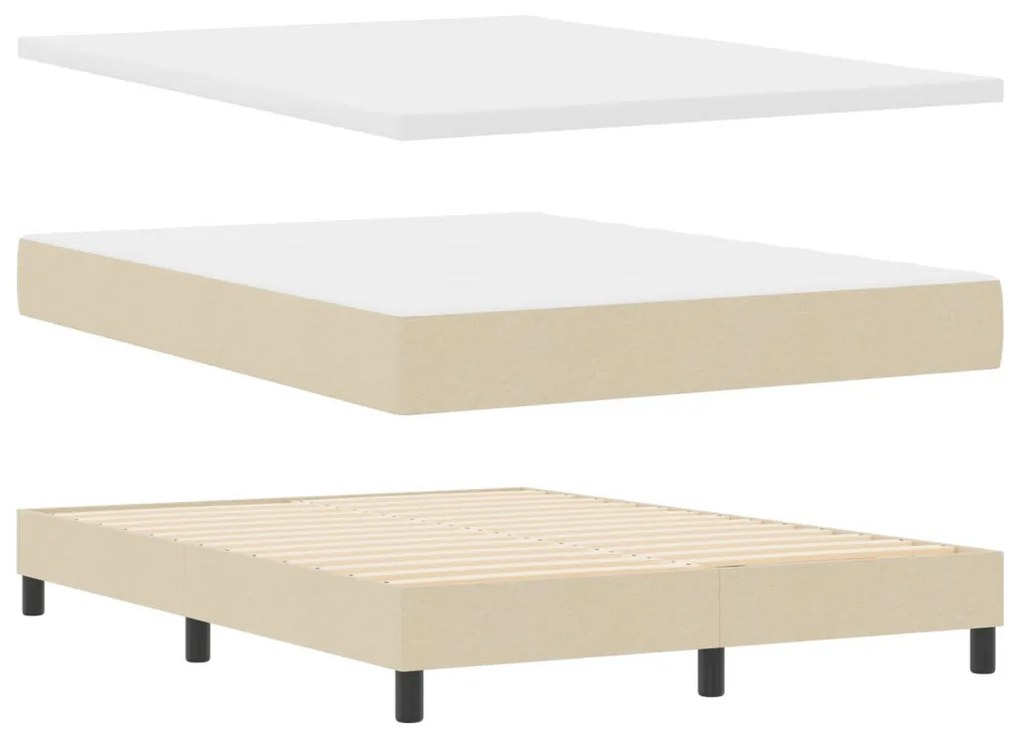 vidaXL Ágykeret Matrac és LED Világítással Krém Színben 140x200 cm Szövet