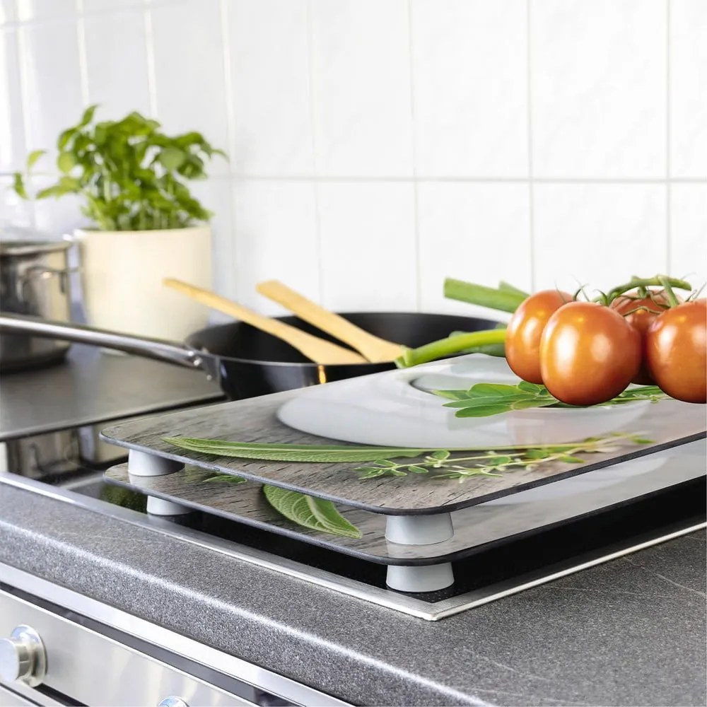 Edzett üveg tűzhely fedőlap szett 2 db-os 30x52 cm Herb – Wenko