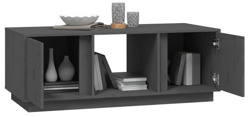 Szürke tömör fenyőfa dohányzóasztal 110x50x40 cm