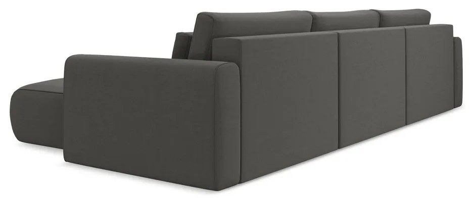 Sötétszürke bársony kinyitható-tárolóhelyes (U alakú) sarokkanapé Kapua – Makamii