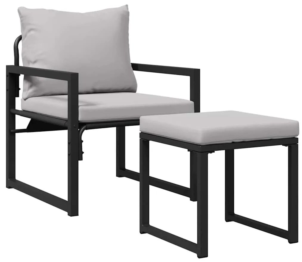 Kerti Kanapé Szett 4 pcs Fekete 61 x 72.5 x 71 cm Acél