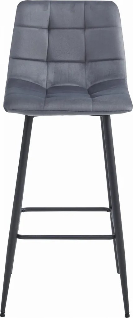 Bárszék fekete lábakkal ARCETO VELVET, sötétszürke
