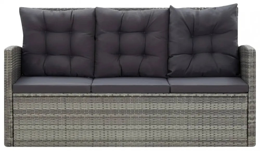 5 részes szürke kültéri polyrattan étkezőgarnitúra párnákkal