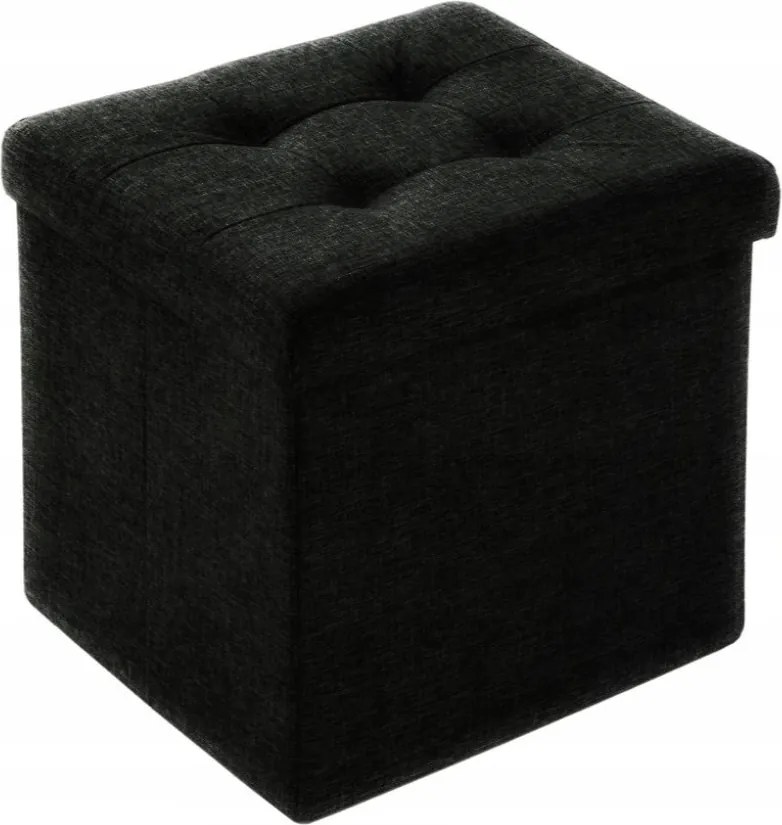 Összecsukható puff foltvarrás tárolóval felső 38x38x38 Smukee fekete 073