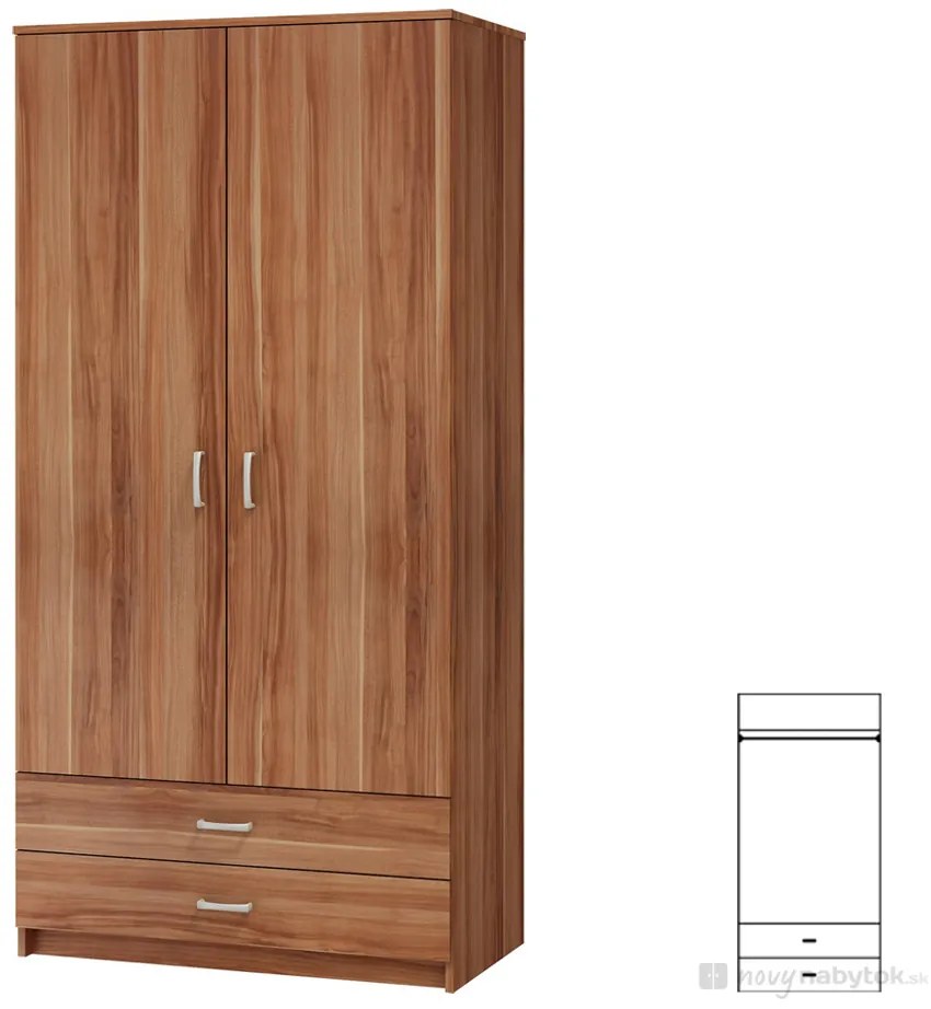 Ruhásszekrény Janine 2D/2S szilva. 746647