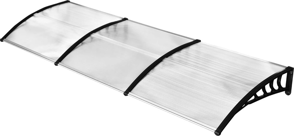 Outsunny Ajtóernyő Napernyő 90 x 295 cm, Ívelt Napernyő UV Védelemmel, Elülső Ajtóernyő Polikarbonát Esővédő Kültéri Használatra, Fehér | Aosom