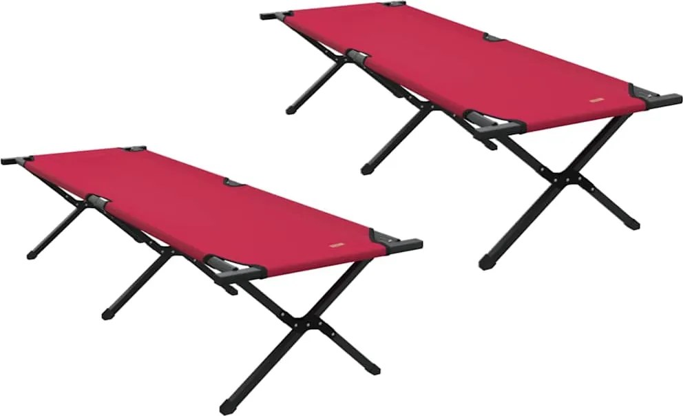 vidaXL Összecsukható Kemping Ágy 2 pcs Piros 193 x 69 x 45 cm
