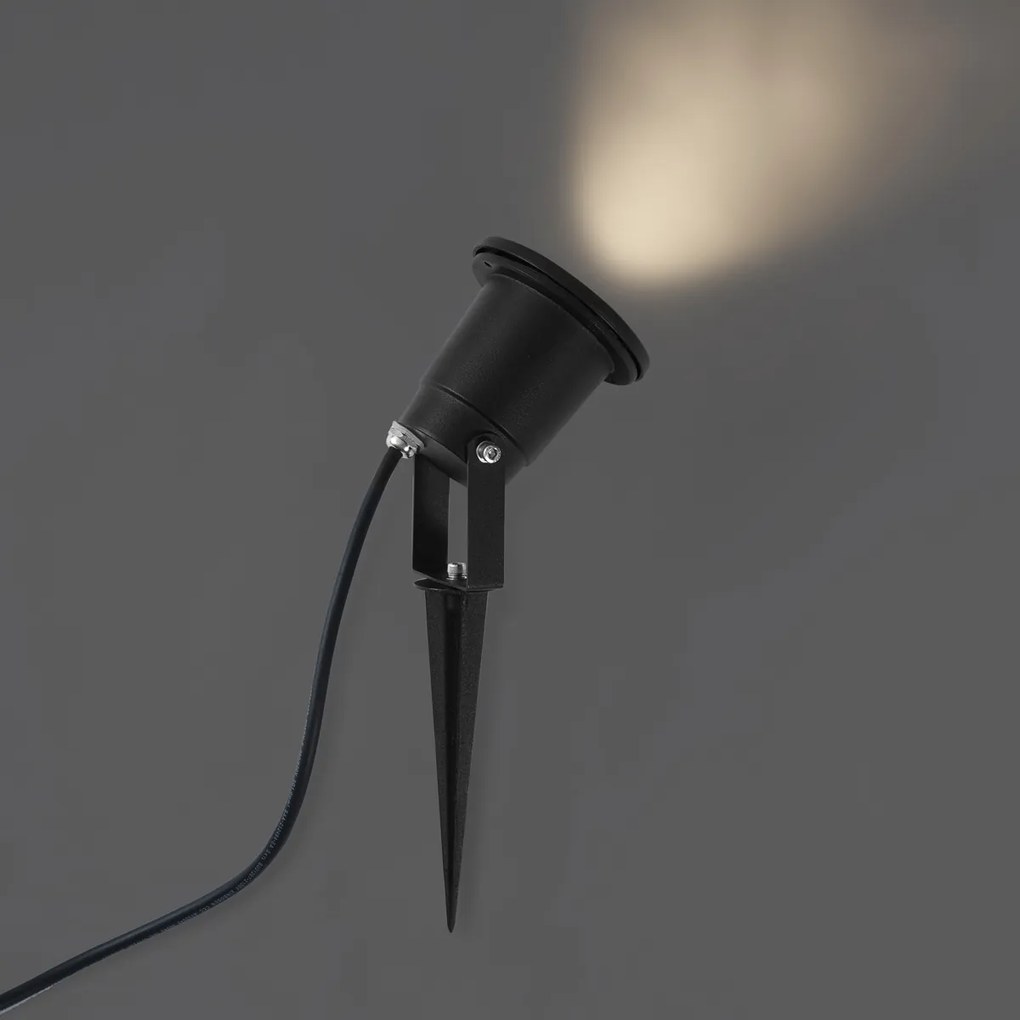 Modern fekete kerti spotlámpa LED-del, dőnthető, kábellel és dugóval 250cm IP65 - Basic