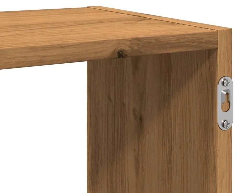 kézműves tölgy színű szerelt fa fali polc 100 x 25 x 50 cm