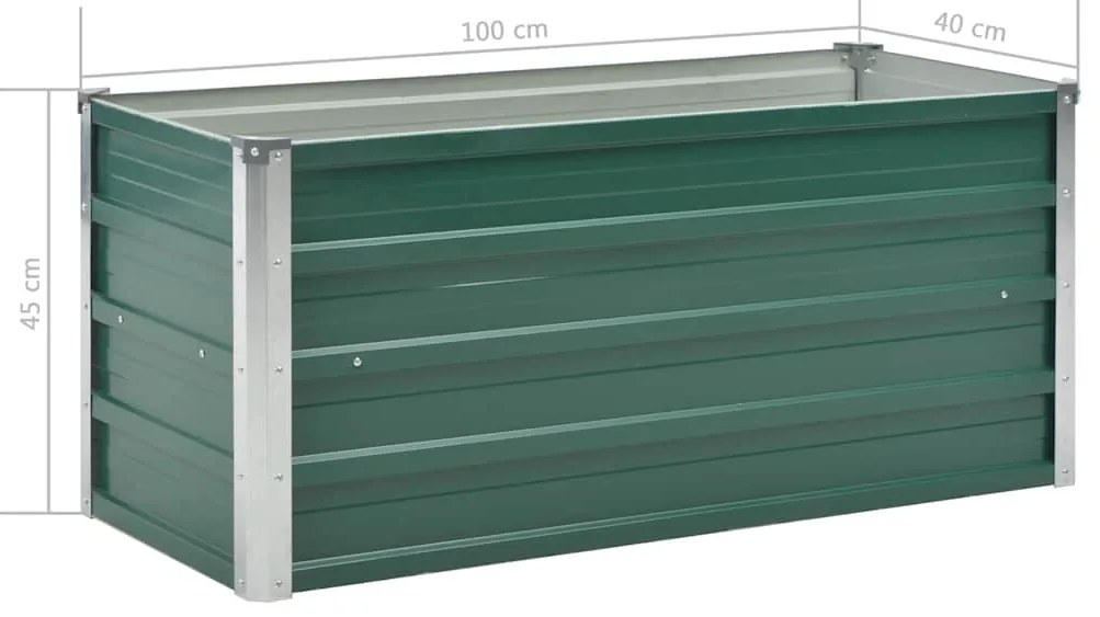 zöld horganyzott acél kerti magaságyás 100 x 40 x 45 cm