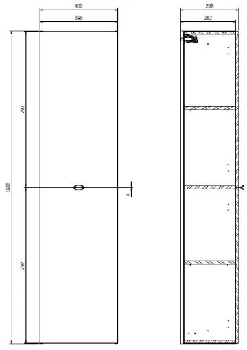 Cersanit S598-050-DSM - MALIKA falra szerelhető fürdőszobai szekrény 160x40 cm magasfényű fehér