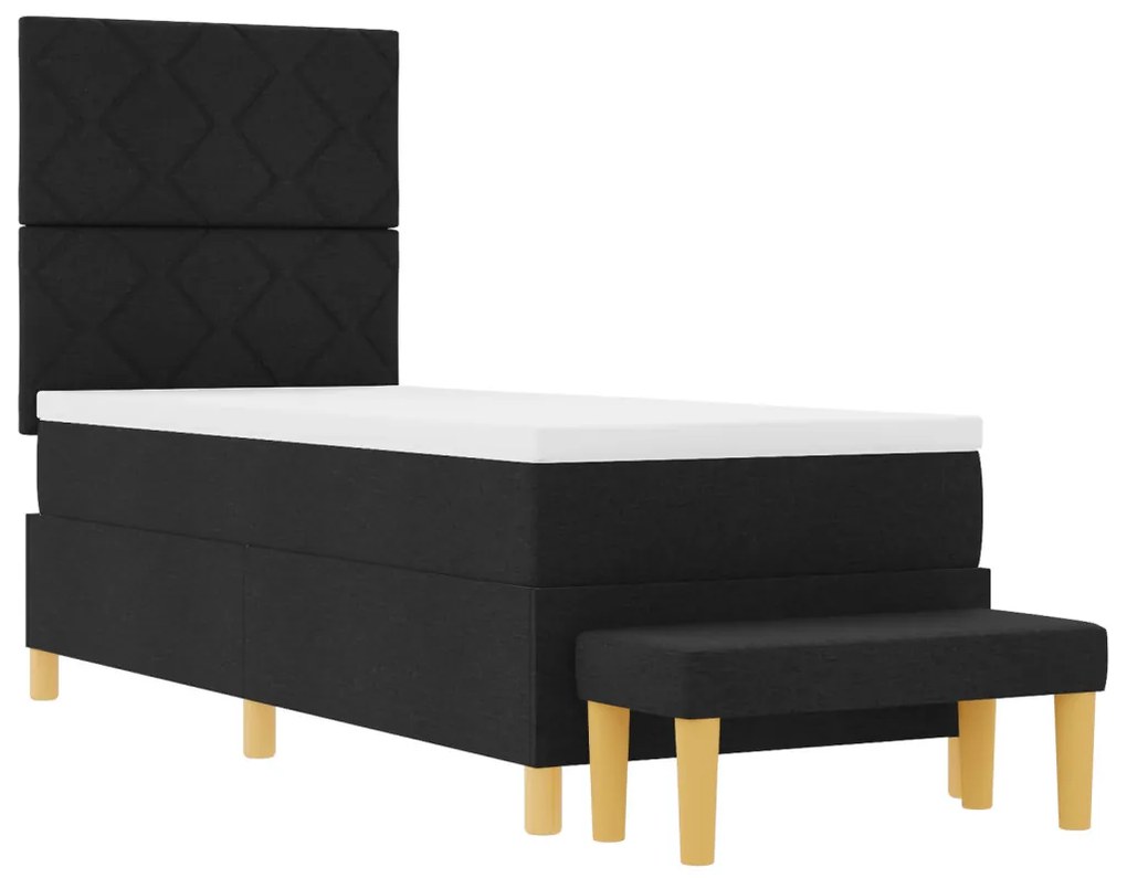 Box Spring Ágy Matraccal & Pad Fekete 80x200 cm Szövet