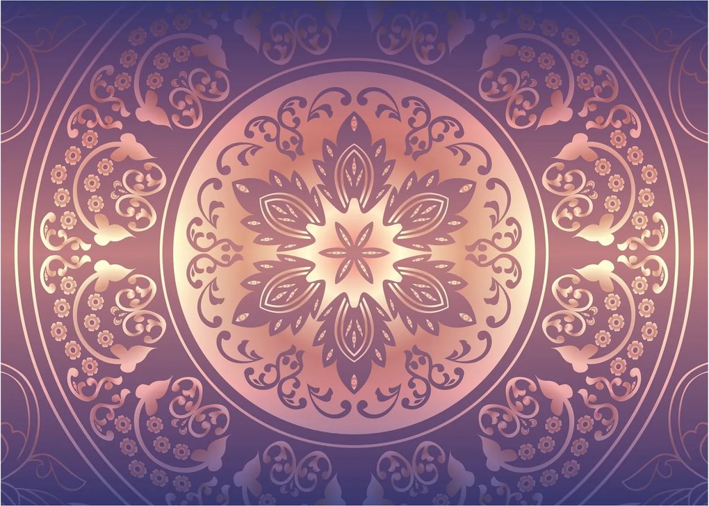 Kép - Mandala lila színátmeneten (üvegen) (70x50 cm)