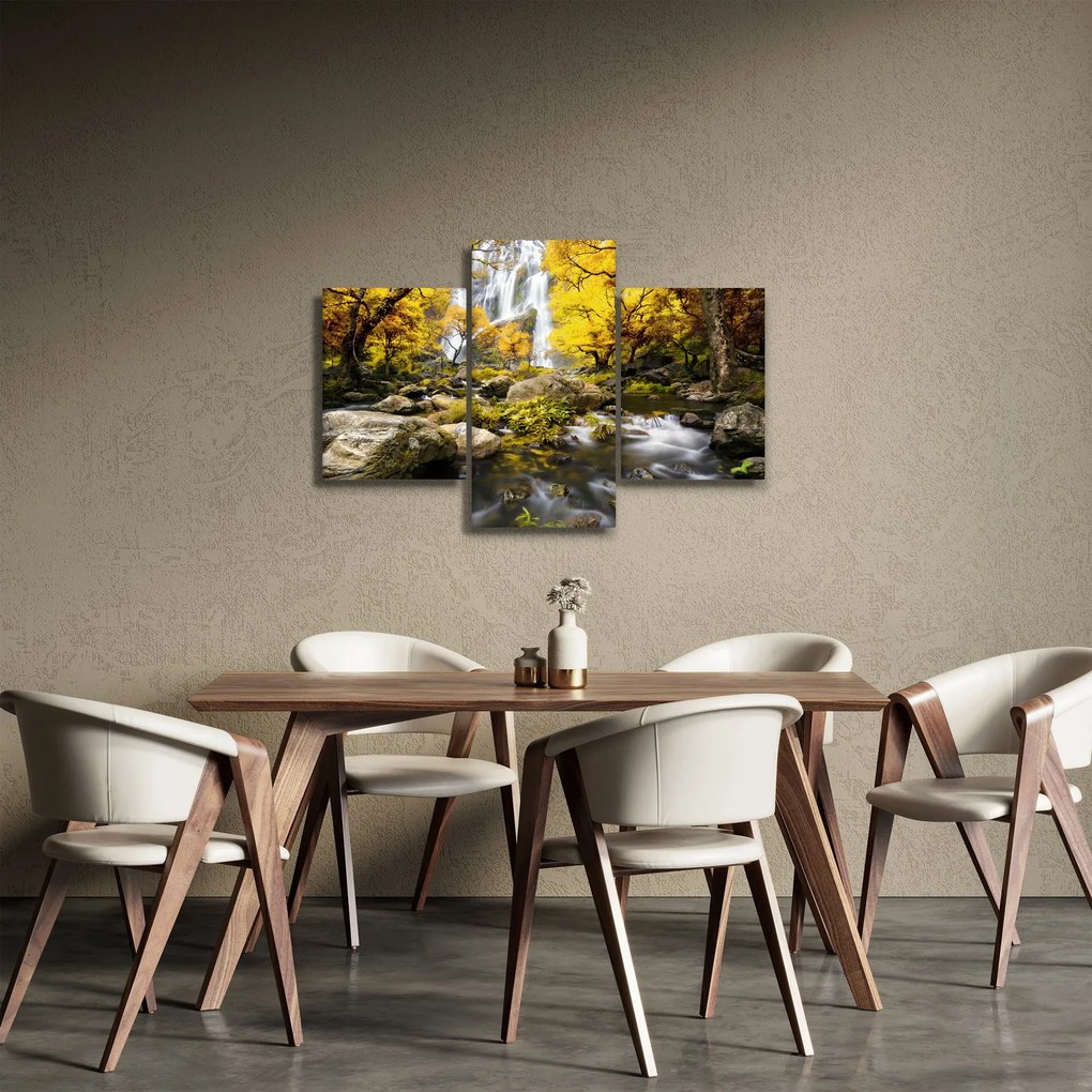 Kép - Vízesések őszi tájban, sárga (90x60 cm)